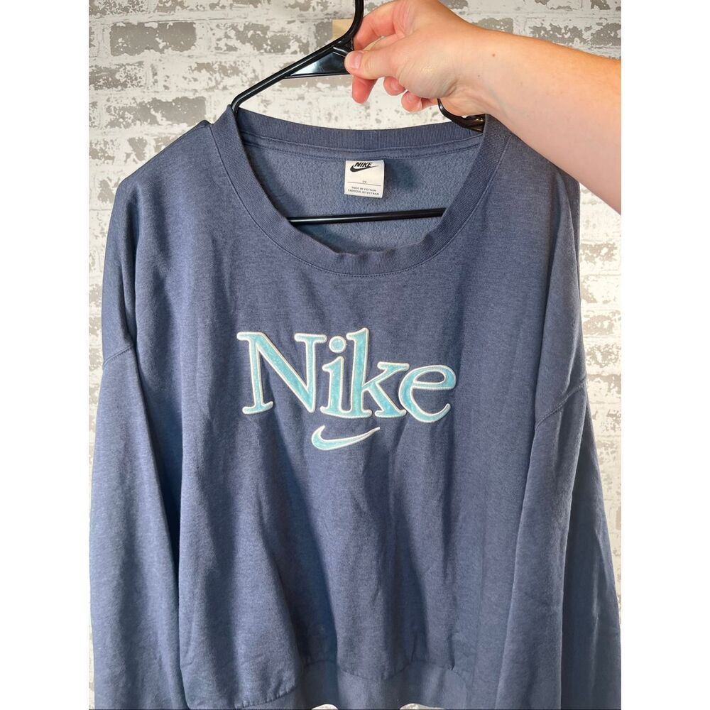 Nike | women blue plus size velvet embroidered logo